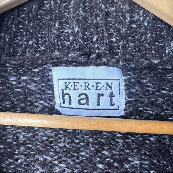 KEREN Hart Black and Gray Women's Cardigan Jacket Sweater Sz L Artsy Lagenlook - Picture 3 of 12